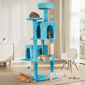 TSCOMON Multi-Level 58-in Plush Cat Tree & Condo, Blue