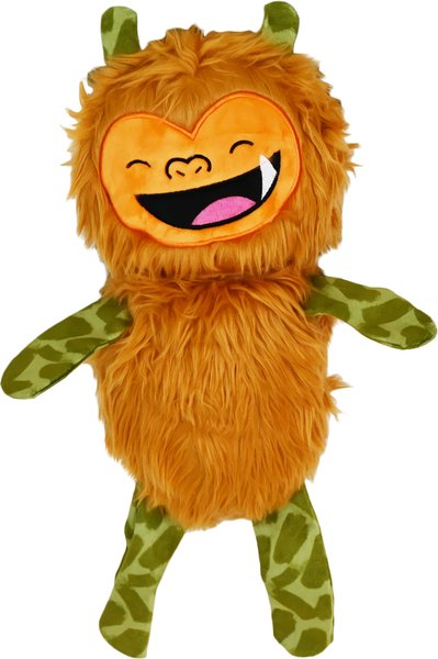 Show full view: Kensie Big Foot Faux Fur Jumbo Plush Dog Toy with Squeakers & Crinkle Sounds, Orange, 20-in slide 2 of 2