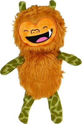 Show full view: Kensie Big Foot Faux Fur Jumbo Plush Dog Toy with Squeakers & Crinkle Sounds, Orange, 20-in slide 2 of 6