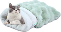 GOOPAWS 4 in 1 Self Warming Cat Sack Bed Cave, Green