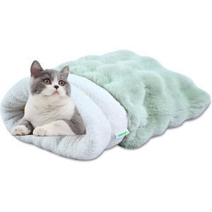 GOOPAWS 4 in 1 Self Warming Cat Sack Bed Cave, Green