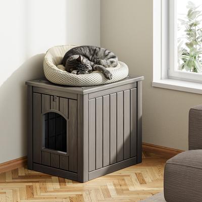 Show full view: KAMABOKO Weatherproof PP Plastic Indoor & Outdoor Cat House, Grey slide 7 of 7