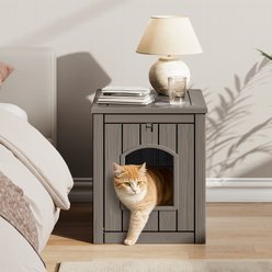 KAMABOKO Weatherproof PP Plastic Indoor & Outdoor Cat House, Grey