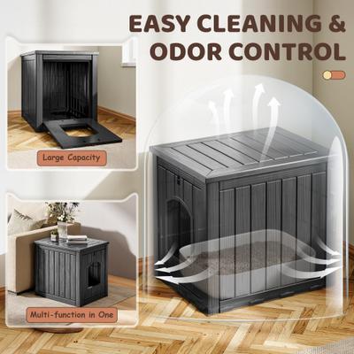 Show full view: KAMABOKO Weatherproof PP Plastic Indoor & Outdoor Cat House, Black slide 3 of 7