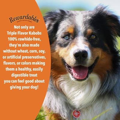 Show full view: Rewardables Rawhide-Free Chicken, Beef & Healthy Sweet Potato Flavor Kabobs Dog Treats, 11.6-oz bag, 15 count slide 4 of 7