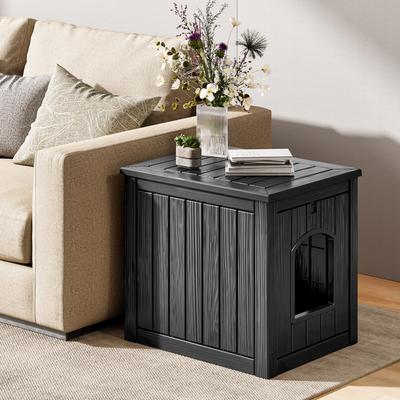 Show full view: KAMABOKO Weatherproof PP Plastic Indoor & Outdoor Cat House, Black slide 6 of 7