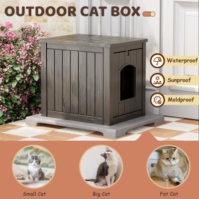 Show full view: KAMABOKO Weatherproof PP Plastic Indoor & Outdoor Cat House, Grey slide 3 of 7