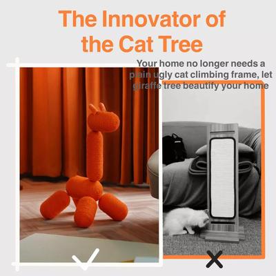 Show full view: KOUSEI Large Giraffe Tower Modern Climb Toy Play Center 33.46-in Cotton Cat Tree & Condo, Orange slide 4 of 8
