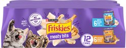 Friskies Meaty Bits with Ocean Fish & Chicken Dinner Chunks in Gravy Variety Pack Canned Wet Multi Cat Food, 13.5-oz can, 12 count