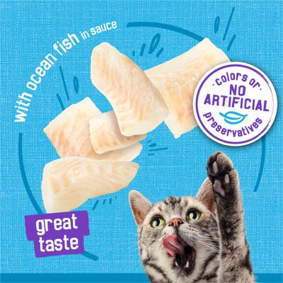 Show full view: Friskies Meaty Bits with Ocean Fish in Sauce Chunks in Gravy Canned Wet Multi Cat Food, 13.5-oz can, 12 count slide 5 of 12