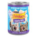 Friskies Meaty Bits with Ocean Fish in Sauce Chunks in Gravy Canned Wet Multi Cat Food, 13.5-oz can, 12 count