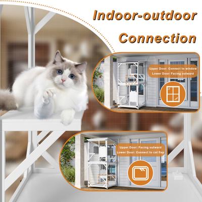 Show full view: LovMor Indoor & Outdoor Removable Wood Bottom Patio House Cat Enclosure on Wheels, White, Large: 71-in slide 7 of 10