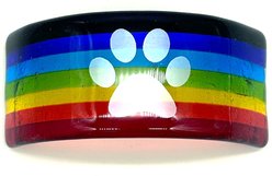 Kiku Handmade Rainbow Bridge Dog Paw Fused Glass Handmade Memorial