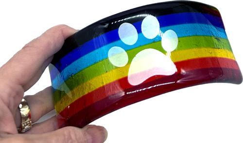 Show full view: Kiku Handmade Rainbow Bridge Dog Paw Fused Glass Handmade Memorial slide 2 of 6