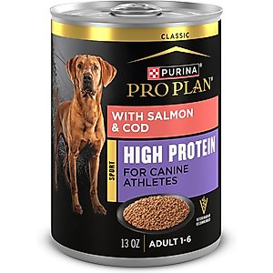 Purina Pro Plan Sport High Protein Salmon & Cod Entrée Wet Dog Food, 13-oz can, case of 12