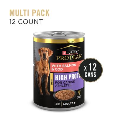 Show full view: Purina Pro Plan Sport High Protein Salmon & Cod Entrée Wet Dog Food, 13-oz can, case of 12 slide 3 of 12