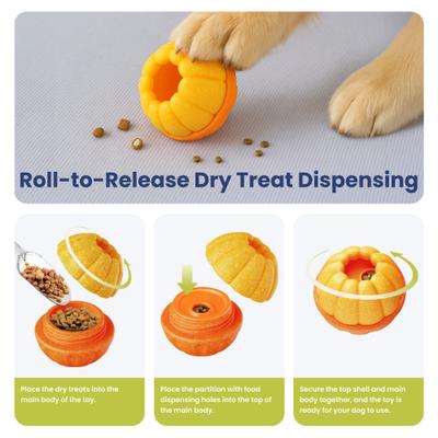 Show full view: PawsPik 2-in-1 Rolling Treat Dispenser & Frozen Lick Enrichment Dog Toy, Orange, Small slide 3 of 12
