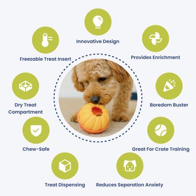 Show full view: PawsPik 2-in-1 Rolling Treat Dispenser & Frozen Lick Enrichment Dog Toy, Orange, Small slide 7 of 12