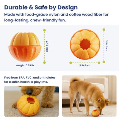 Show full view: PawsPik 2-in-1 Rolling Treat Dispenser & Frozen Lick Enrichment Dog Toy, Orange, Small slide 4 of 12