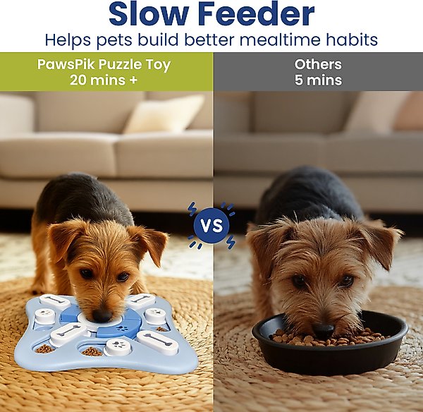 Show full view: PawsPik Interactive Treat Dispensing Puzzle Dog Toy, Light Blue slide 3 of 10