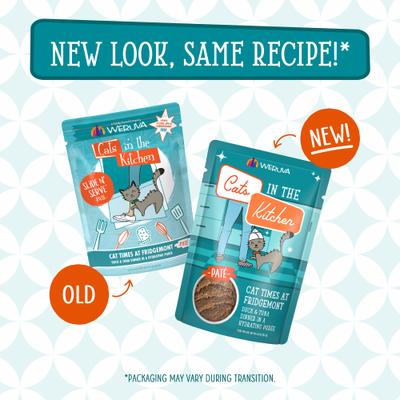 Show full view: Weruva Cats in the Kitchen Cat Times At Fridgemont with Duck & Tuna Grain-Free Cat Food Pouches, 3-oz pouch, case of 12 slide 9 of 13