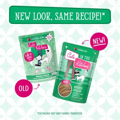 Show full view: Weruva Cats in the Kitchen Meowiss Bueller with Chicken & Lamb Grain-Free Cat Food Pouches, 3-oz pouch, case of 12 slide 9 of 13