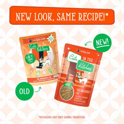 Show full view: Weruva Cats in the Kitchen The Breakfast Cat with Chicken & Pumpkin Grain-Free Cat Food Pouches, 3-oz pouch, case of 12 slide 9 of 13