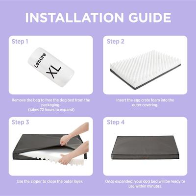 Show full view: Lesure Indoor & Outdoor Waterproof Orthopedic Dog Bed with Removable Cover, Grey, X-Large slide 4 of 8