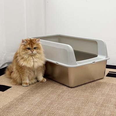 Show full view: Wisfor High Sided Spill Proof Stainless Steel Cat Litter Box Pan with Spoon, Large: 13-in slide 2 of 9