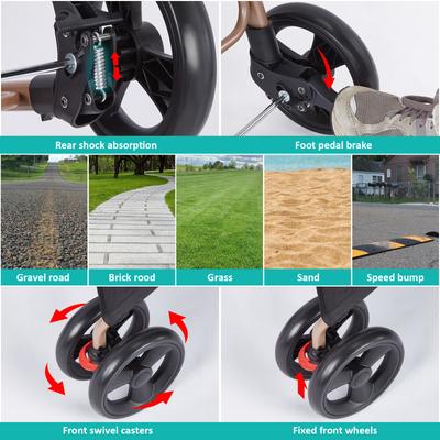 Show full view: Ownpets Foldable Dog Stroller with Detachable Carrier, Mint Green, Medium slide 6 of 9