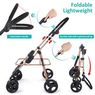 Show full view: Ownpets Foldable Dog Stroller with Detachable Carrier, Mint Green, Medium slide 7 of 9