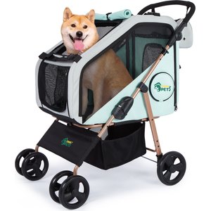 Ownpets Foldable Dog Stroller with Detachable Carrier, Mint Green, Medium