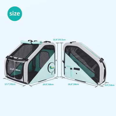 Show full view: Ownpets Portable 4-Door Collapsible Soft-Sided Dog Crate with Seatbelt & Headrest Strap, Mint Green, Large slide 7 of 9