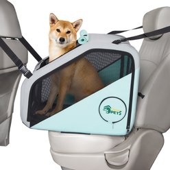 Ownpets Portable 4-Door Collapsible Soft-Sided Dog Crate with Seatbelt & Headrest Strap, Mint Green, Large