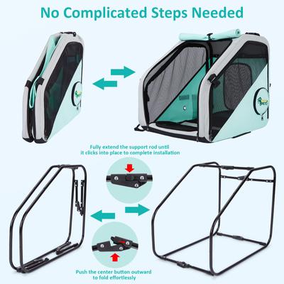 Show full view: Ownpets Portable 4-Door Collapsible Soft-Sided Dog Crate with Seatbelt & Headrest Strap, Mint Green, Large slide 6 of 9
