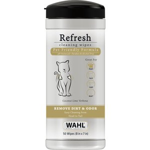 Wahl Refresh Coconut Lime Verbena Cat Cleaning Wipes, White/Black/Gold