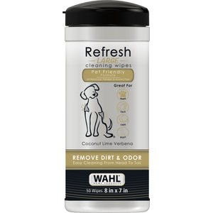 Wahl Refresh Large Coconut Lime Verbena Dog Cleaning Wipes, White/Black/Gold