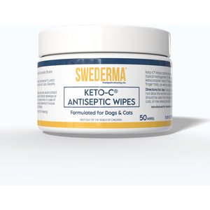 Swederma Keto-C Ketoconazole Antiseptic Dog & Cat Wipes, White, 50 count