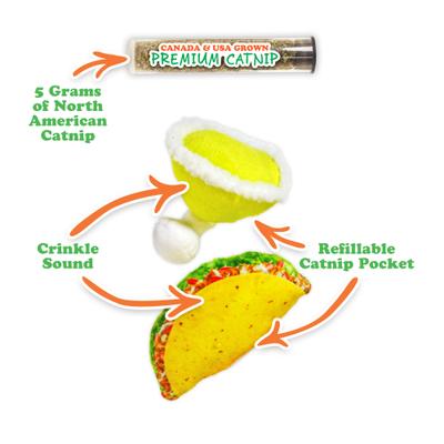 Show full view: Meowijuana Get Spicy Taco Margarita Catnip Cat Toy, 2 count slide 2 of 4