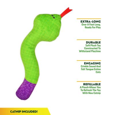 Show full view: Kitty Ka-Zoom Zoomie Snake Kicker Refillable Catnip Cat Toy with Catnip slide 2 of 4