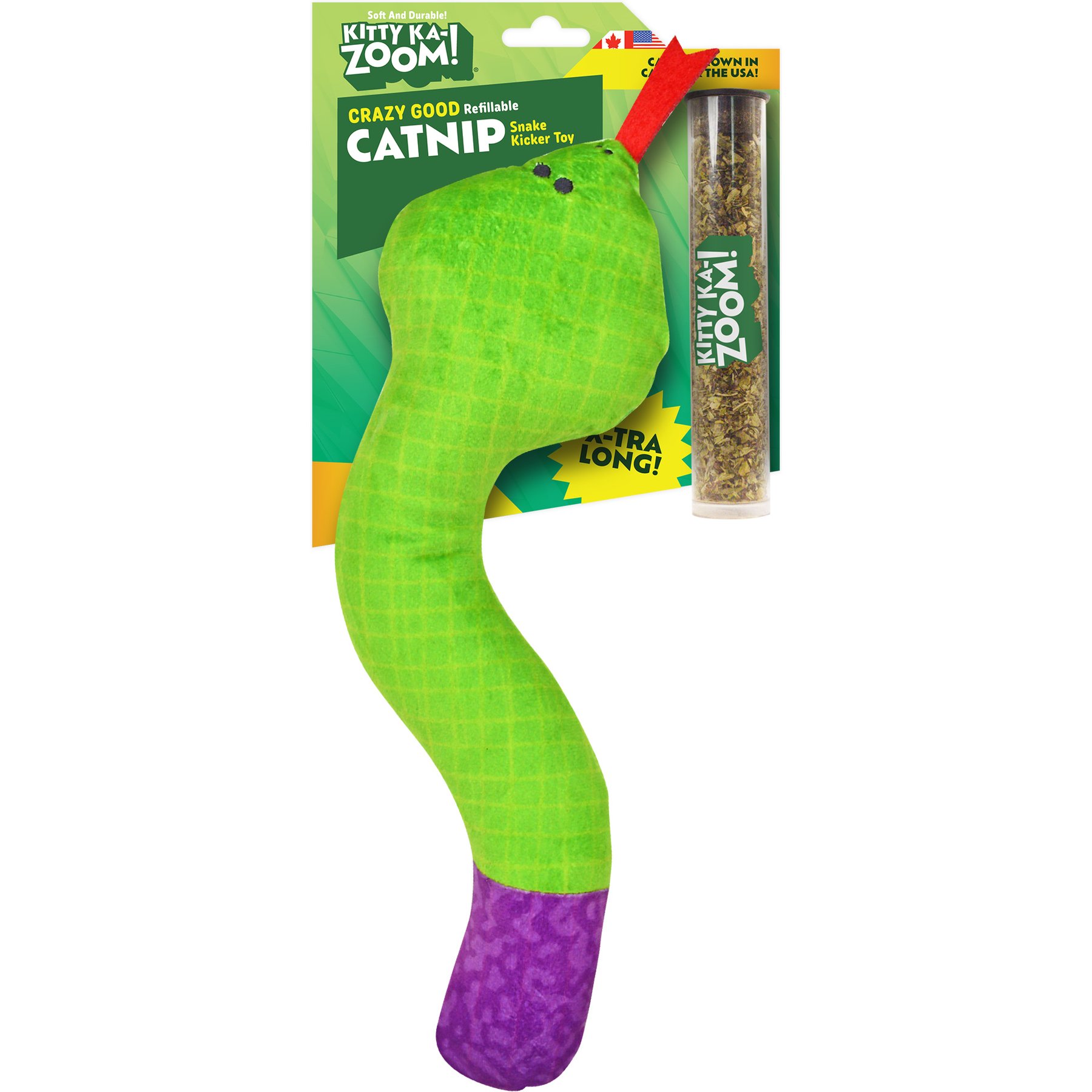 Kitty Ka-Zoom Zoomie Snake Kicker Refillable Catnip Cat Toy with Catnip