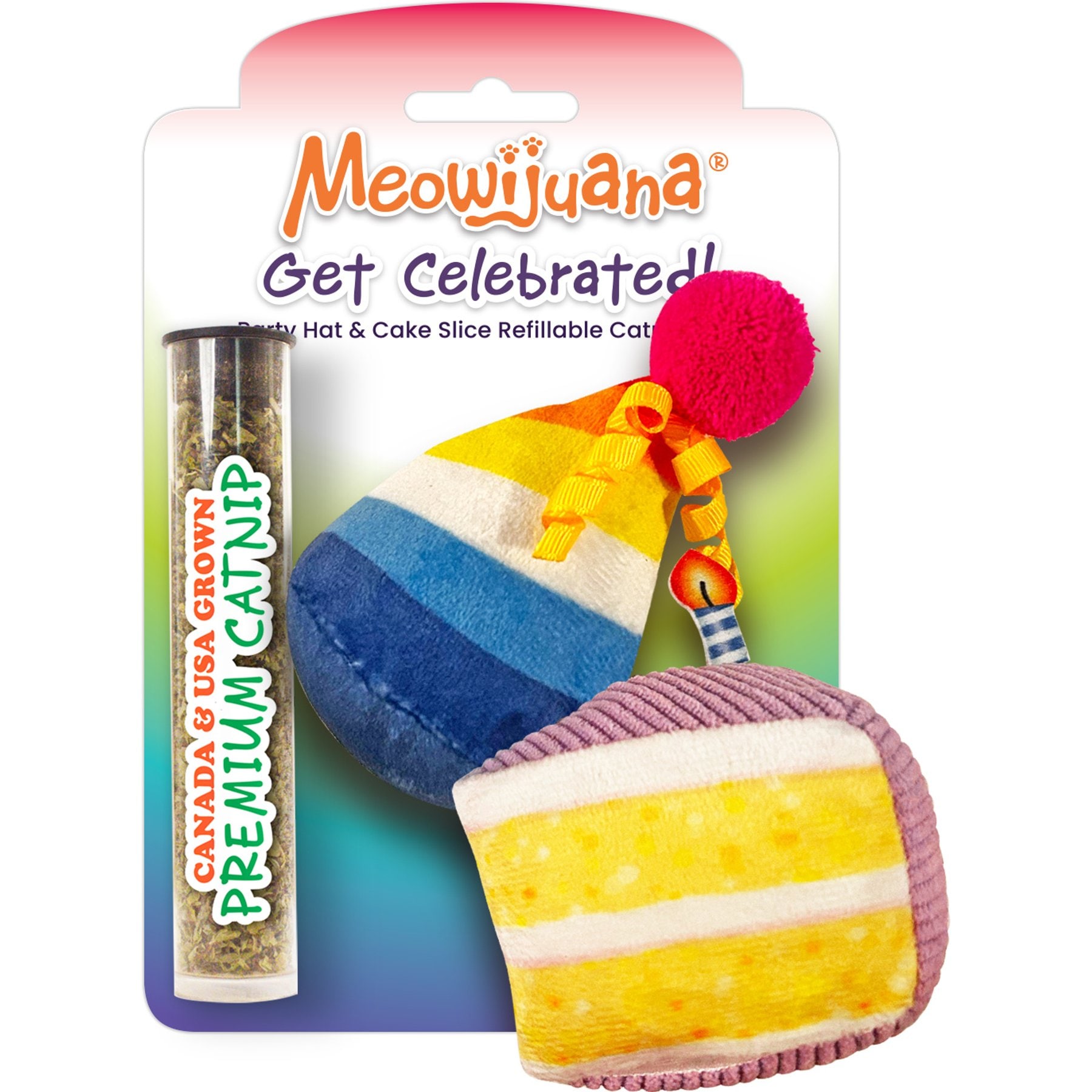 Meowijuana Get Celebrated Cake & Hat Catnip Cat Toy, 2 count