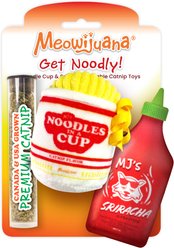 Meowijuana Get Noodly Noodles & Sriracha Catnip Cat Toy, 2 count