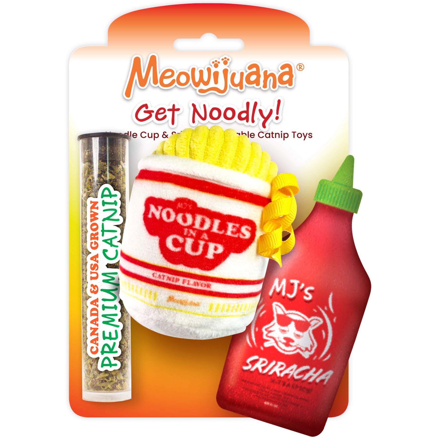 Meowijuana Get Noodly Noodles & Sriracha Catnip Cat Toy, 2 count