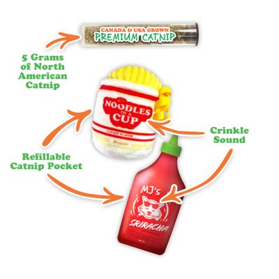Show full view: Meowijuana Get Noodly Noodles & Sriracha Catnip Cat Toy, 2 count slide 3 of 9