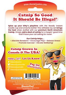 Show full view: Meowijuana Get Noodly Noodles & Sriracha Catnip Cat Toy, 2 count slide 9 of 9