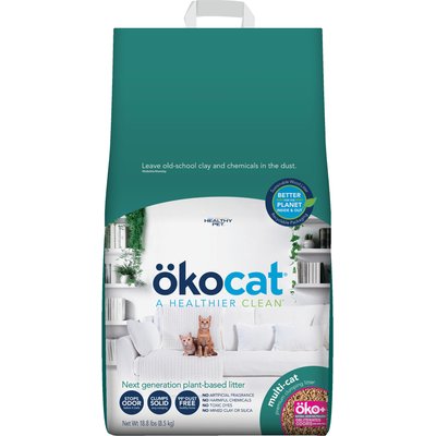 Okocat Okocat Multi-Cat Premium Clumping Wood Unscented Cat Litter, 18.8-lb bag