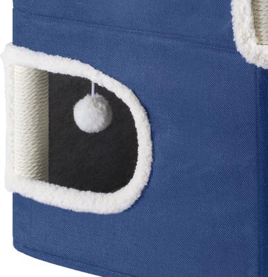 Show full view: Wooflex Cat Cube 2-Level Indoor Cat Condo, Blue slide 9 of 10