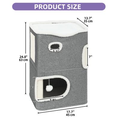Show full view: Wooflex Cat Cube 2-Level Indoor Cat Condo, Grey slide 2 of 8