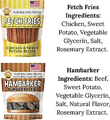 American Pet Food Fetch Fries & Hambarker Combo Beef & Sweet Potato Burger Patties & Chicken & Sweet Potato Jerky Sticks Dog Treats, 10-oz bag slide 2 of 5